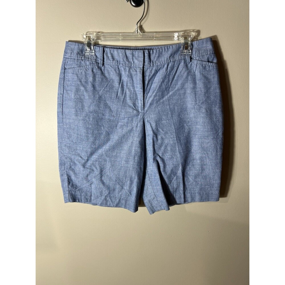 Talbots Women’s 10 Petite Blue Chambray Cotton Perfect Shorts Chino 9” Summer